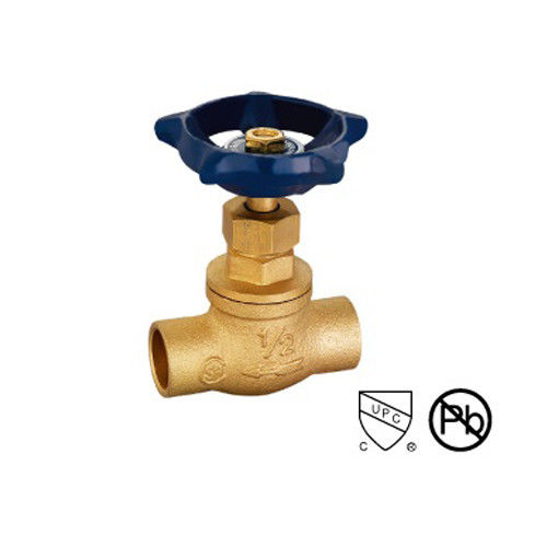 3/8"-3/4" Lötendungen Verbinden Messing Stop-Ventil gerade durch Typ Erneuerbarer Sitz und Disc